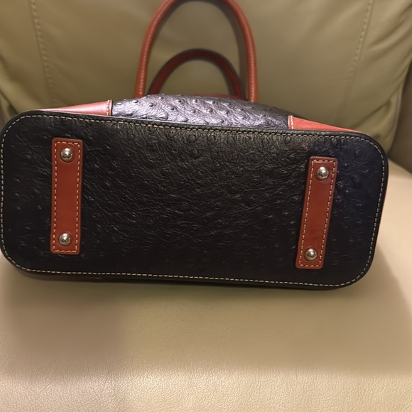 Dooney and Burke textured leather purses, two tone black and brown. - Picture 3 of 6